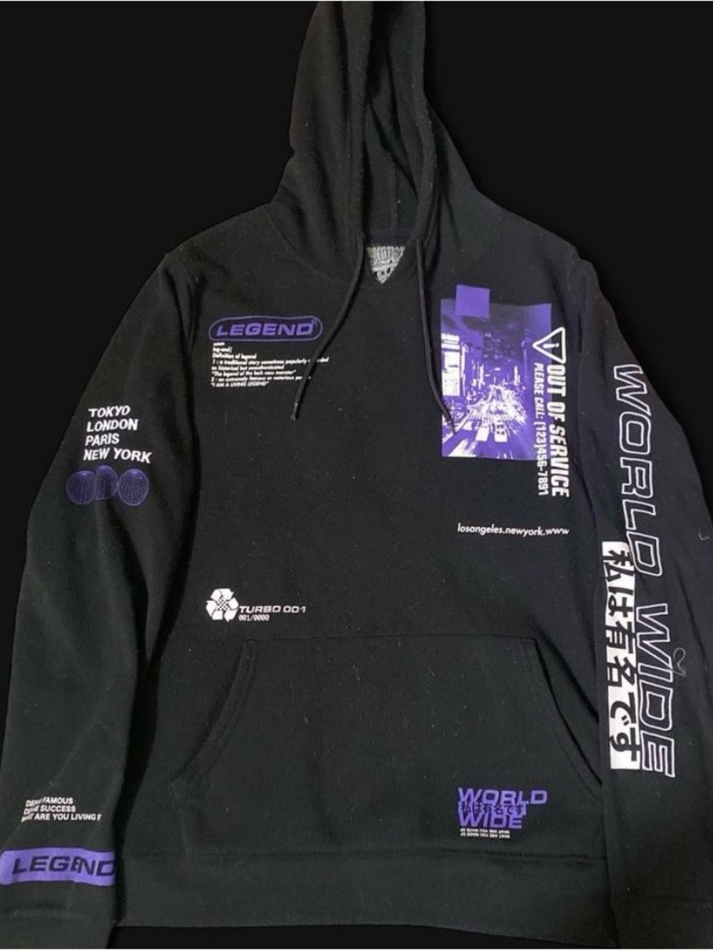 Brooklyn Cloth Black Hoodie with Purple Graphics